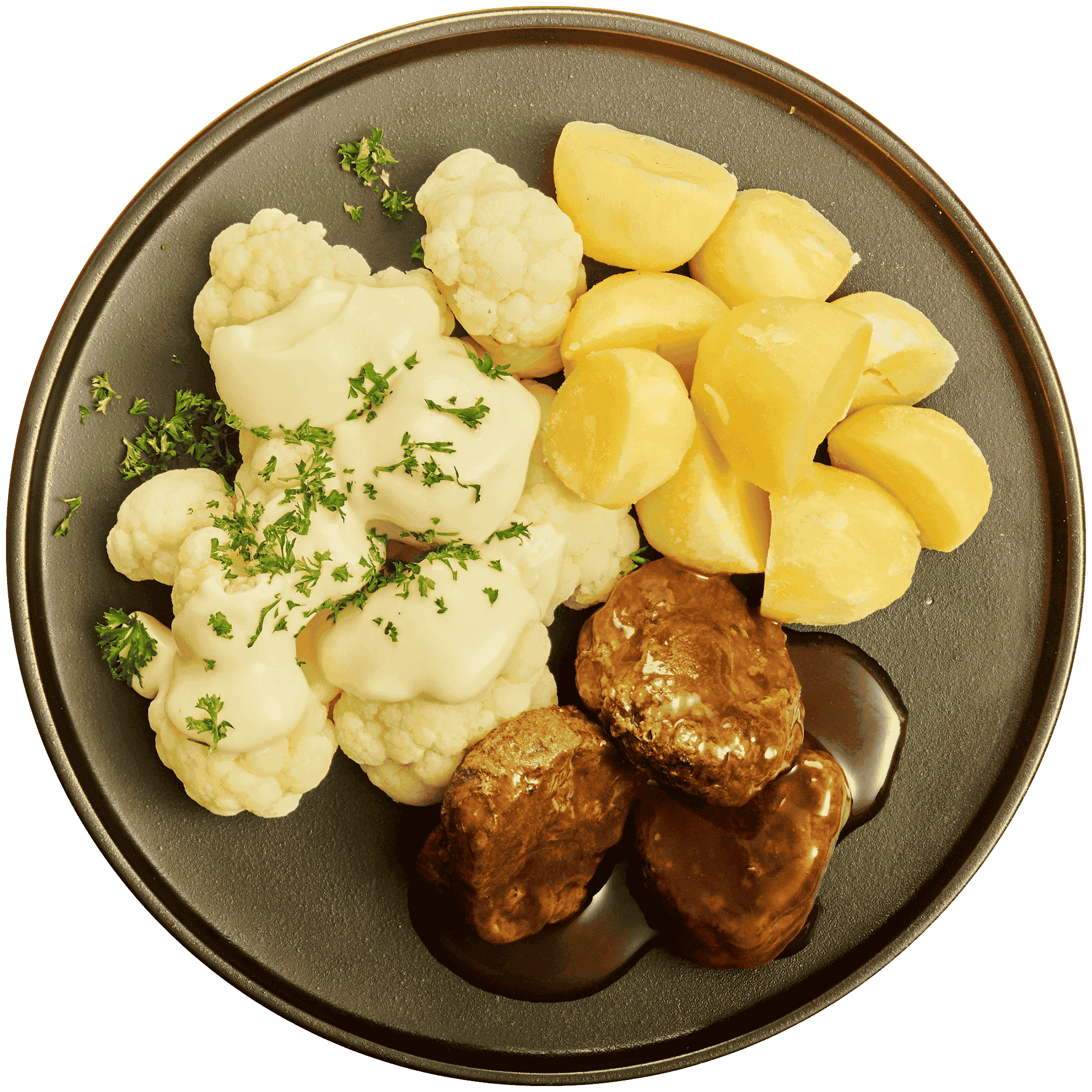 Sudderlapjes met bloemkool en aardappelen